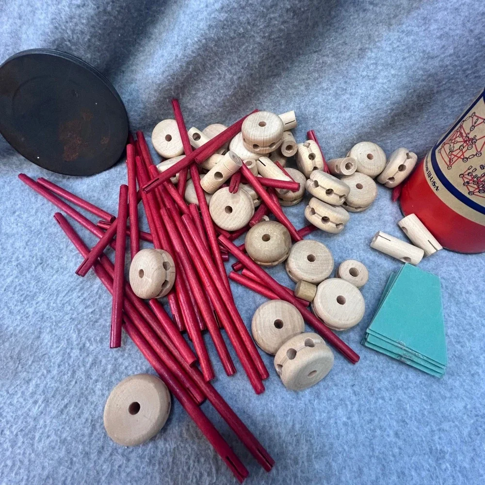 Wonder Tinkertoy Builder Kids Red Tinkertoy Vintage C 1953 Construction Set